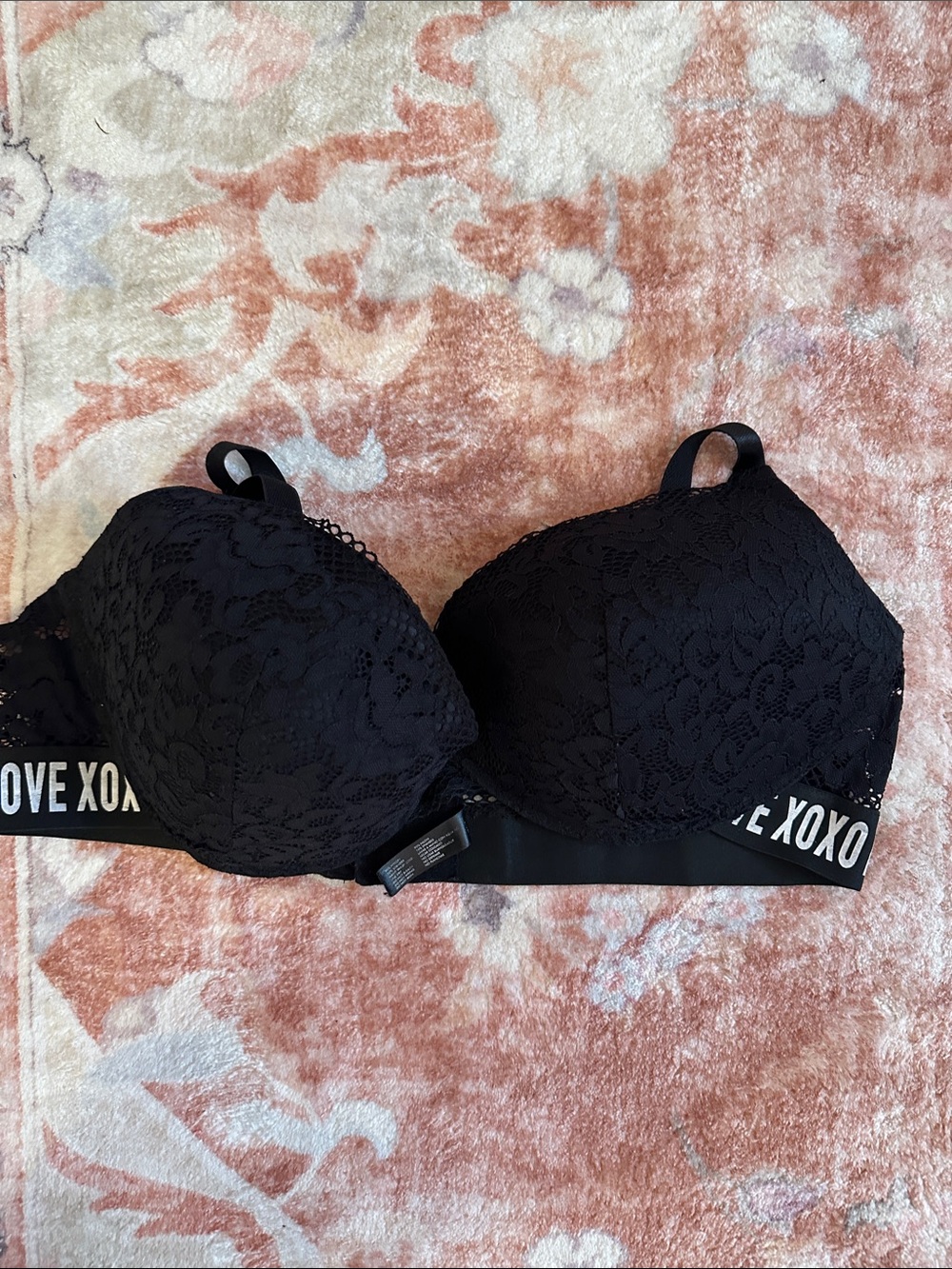 XOXO Black Lace Padded Bra with Logo Band size 40D